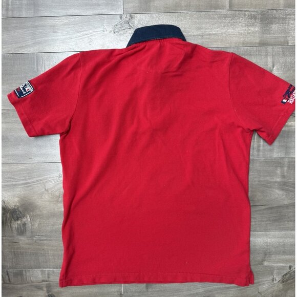 Paul & Shark Yachting Polo Shirt Mens Medium Short Sleeve Red Blue - Picture 3 of 7